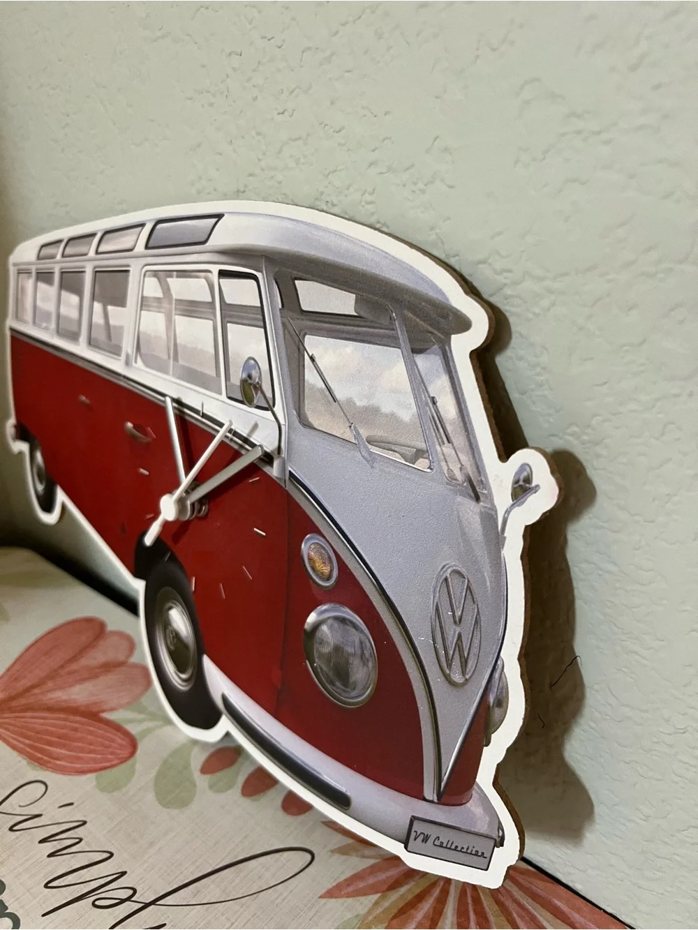 NEw Vintage VW Red and White Camper Bus Wall Clock
